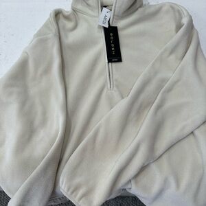 Aritzia Cream Golden Quarter-Zip Fleece Top NWT